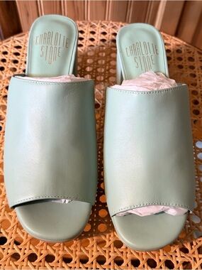 New Charlotte Stone Rian Sky Blue Slide Mules Platforms - Y2K - Size 8 - Comet